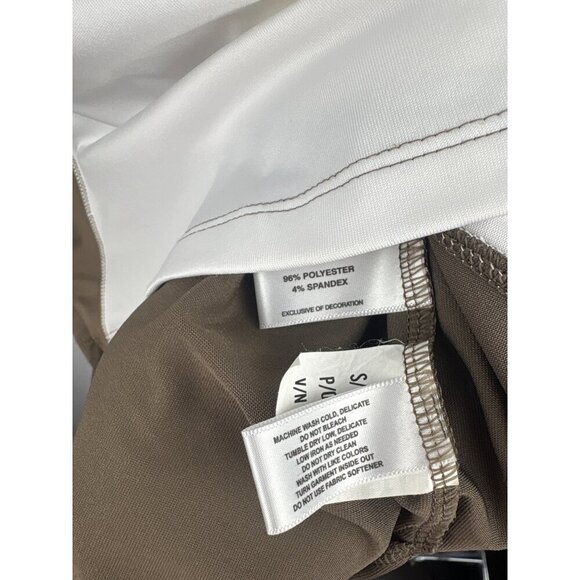 Annika Cutter & Buck Womens Half-Zip Short Sleeve Polo Shirt M White & Brown - Picture 7 of 7